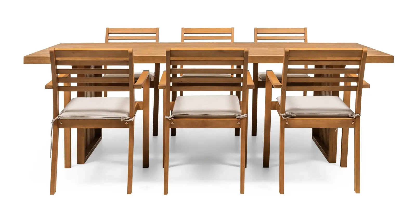 Sada zahradního nábytku Familis II 240 cm pro 6 osob z masivu eukalyptové dřevo teak/šedá