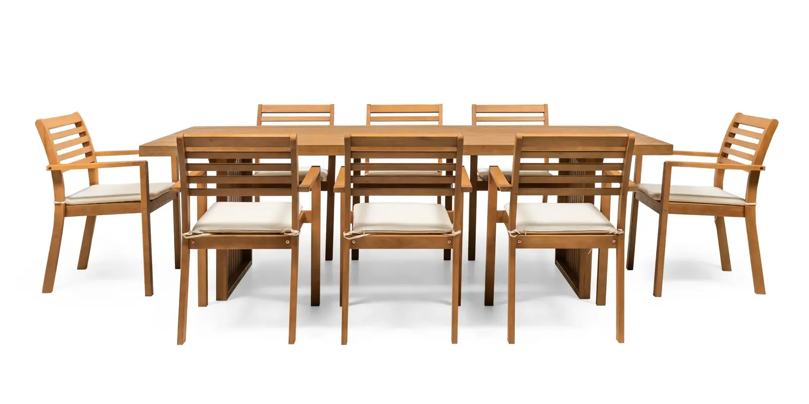 Sada zahradního nábytku Familis II 240 cm pro 8 osob z masivu eukalyptové dřevo teak/béžová