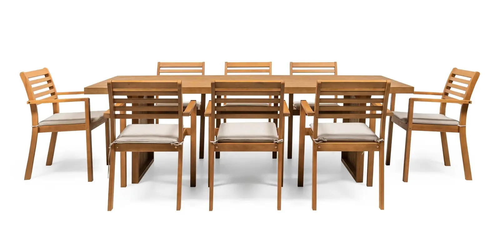 Sada zahradního nábytku Familis II 240 cm pro 8 osob z masivu eukalyptové dřevo teak/šedá