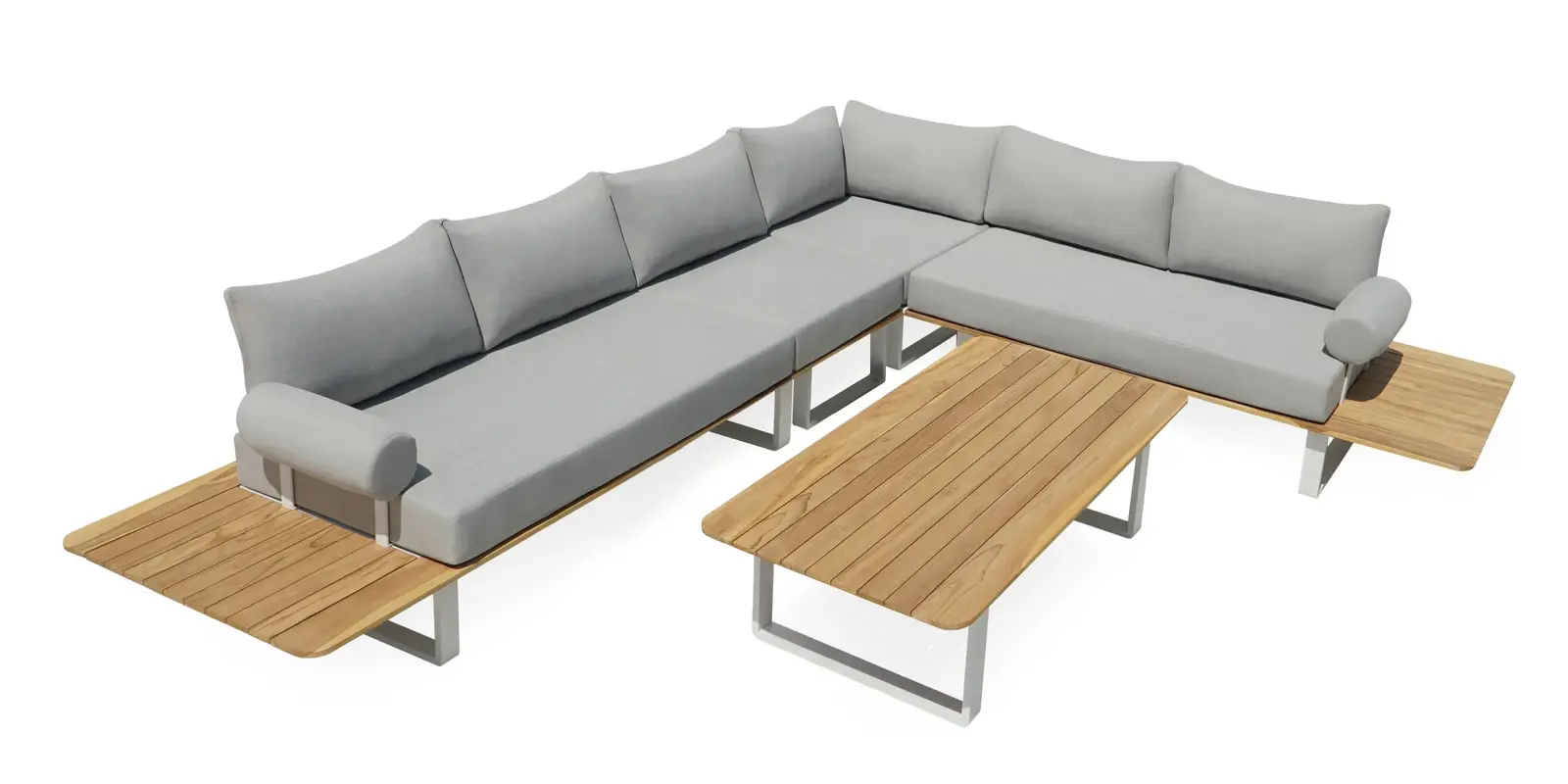 Sada zahradního nábytku San Piero pro 6 osob z masivu teakové dřevo šedá/hnědá