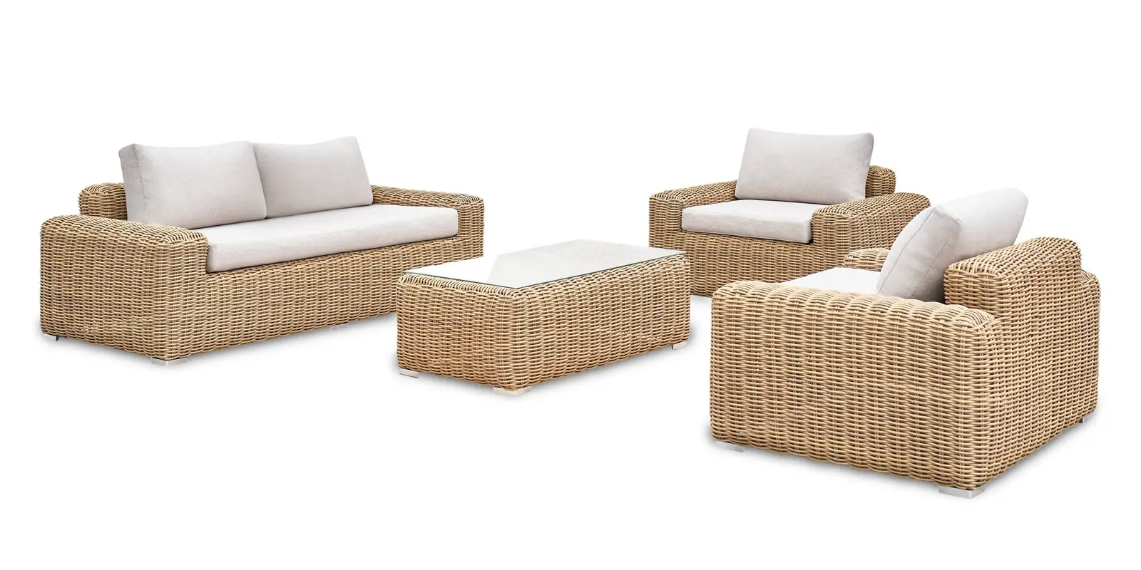 Sada zahradního nábytku Sandy pro 4 osoby technorattan béžová/hnědá