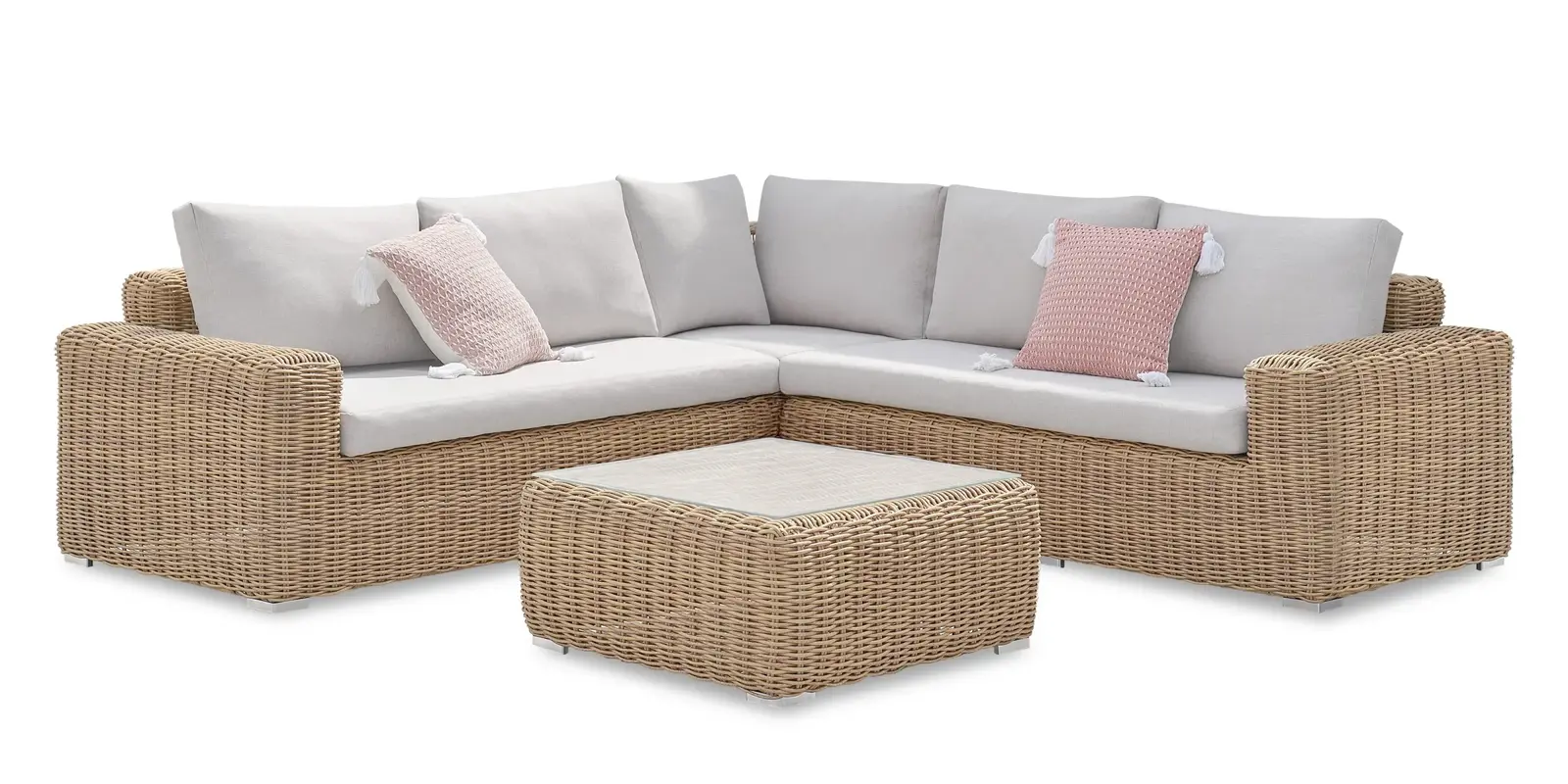 Sada zahradního nábytku Sandy pro 5 osob technorattan béžová/hnědá