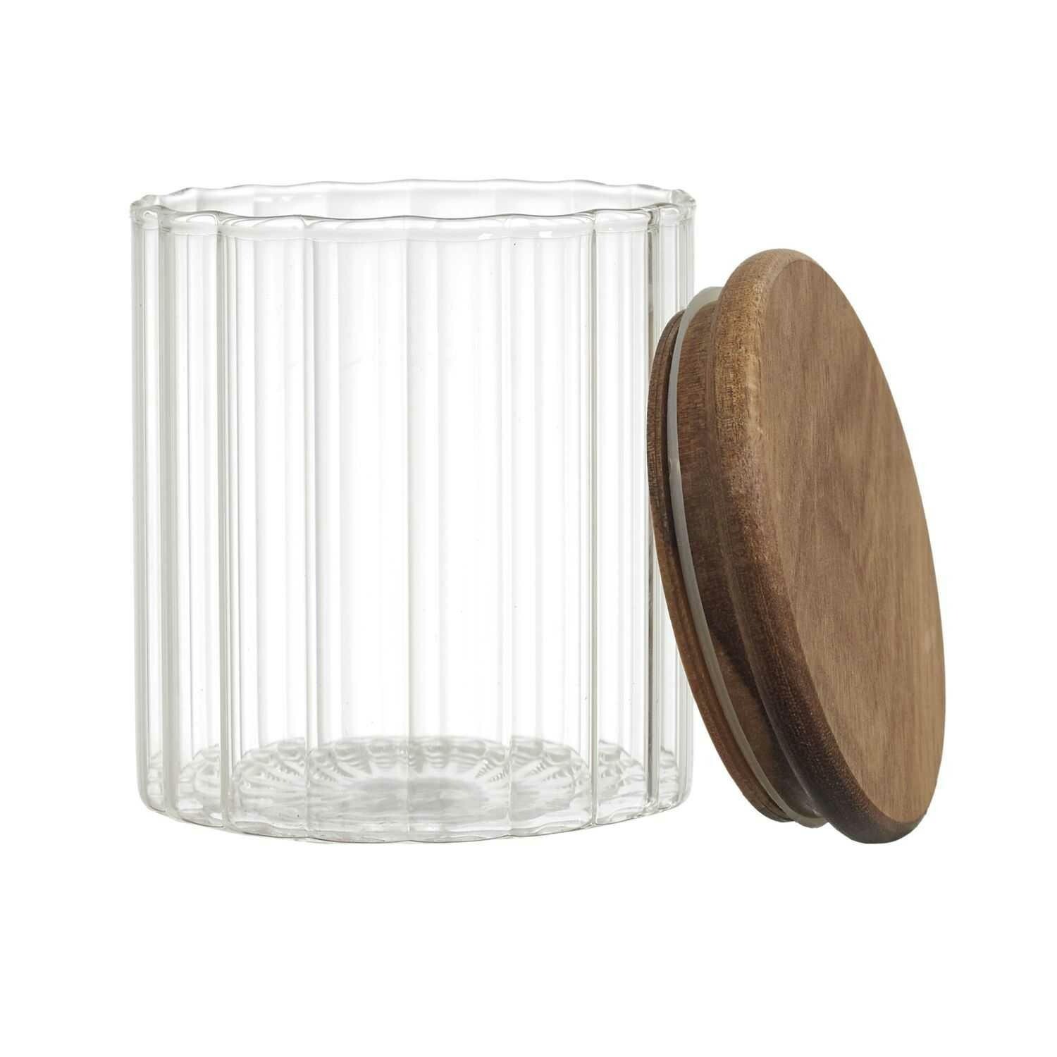 Skleněná kuchyňská dóza Arno 500 ml čirá/akáciové dřevo