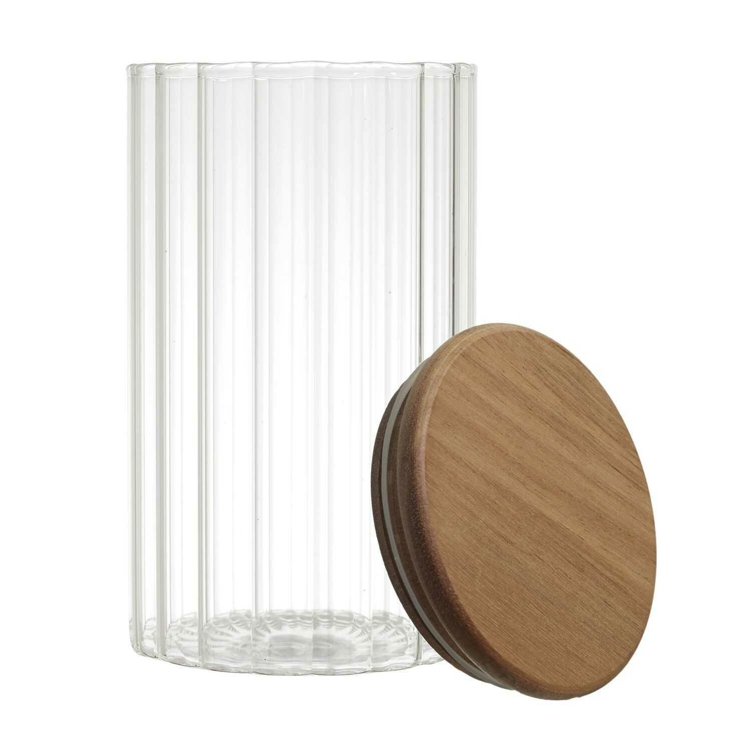 Skleněná kuchyňská dóza Arno 700 ml čirá/akáciové dřevo