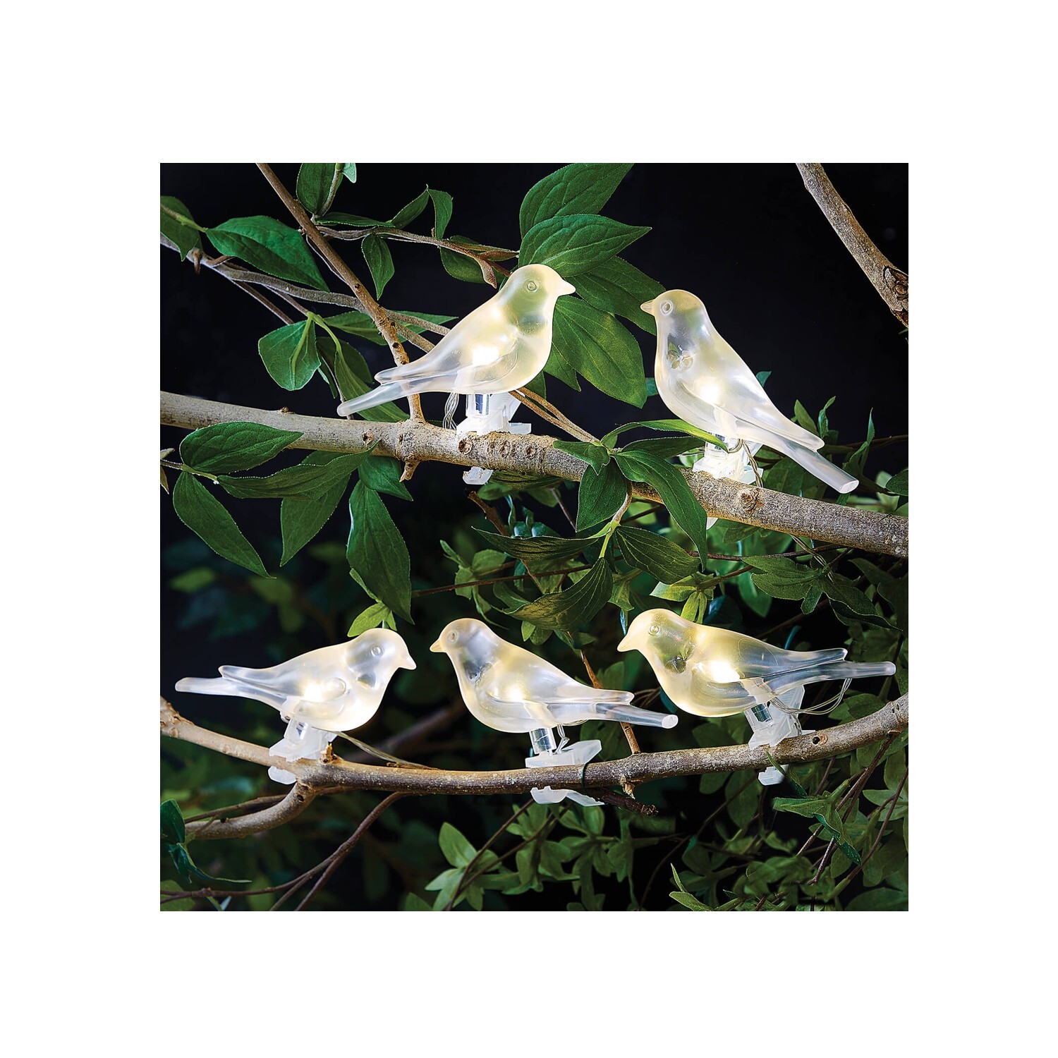 Solární světelný LED řetěz BIRDY s 5 diodami teplý bílý