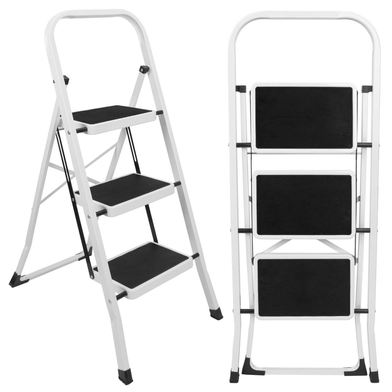 Třístupňové skládací schůdky STIGE bílé//černé