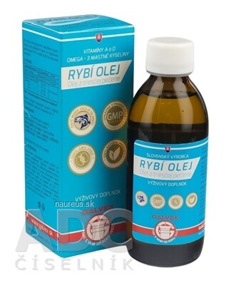 GALVEX spol. s.r.o. Akcia spotreba 7/26 Rybí olej, Olej z tresčej pečene iecoris aselli oleum, 1x200 g-1 200 g