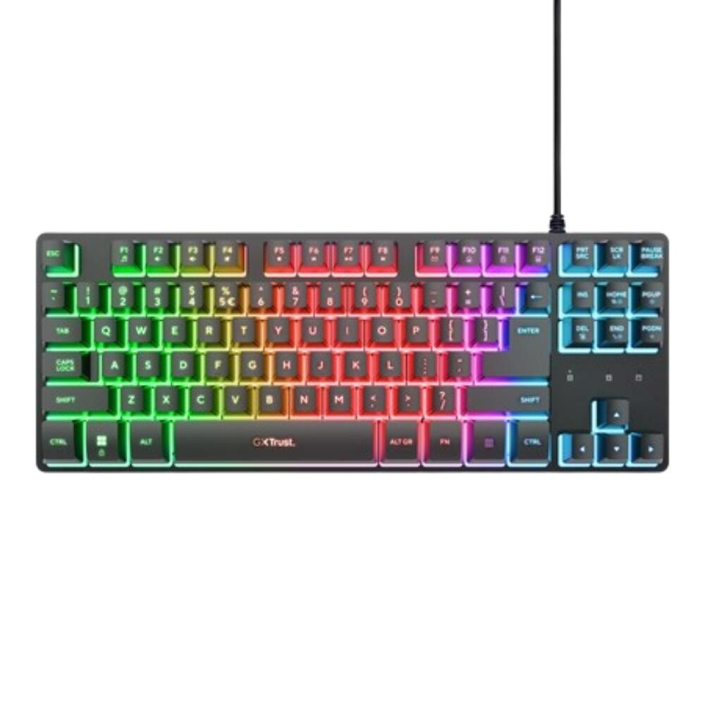 TRUST Klávesnica GXT 833 Thado, Membránová, USB, RGB, čierna