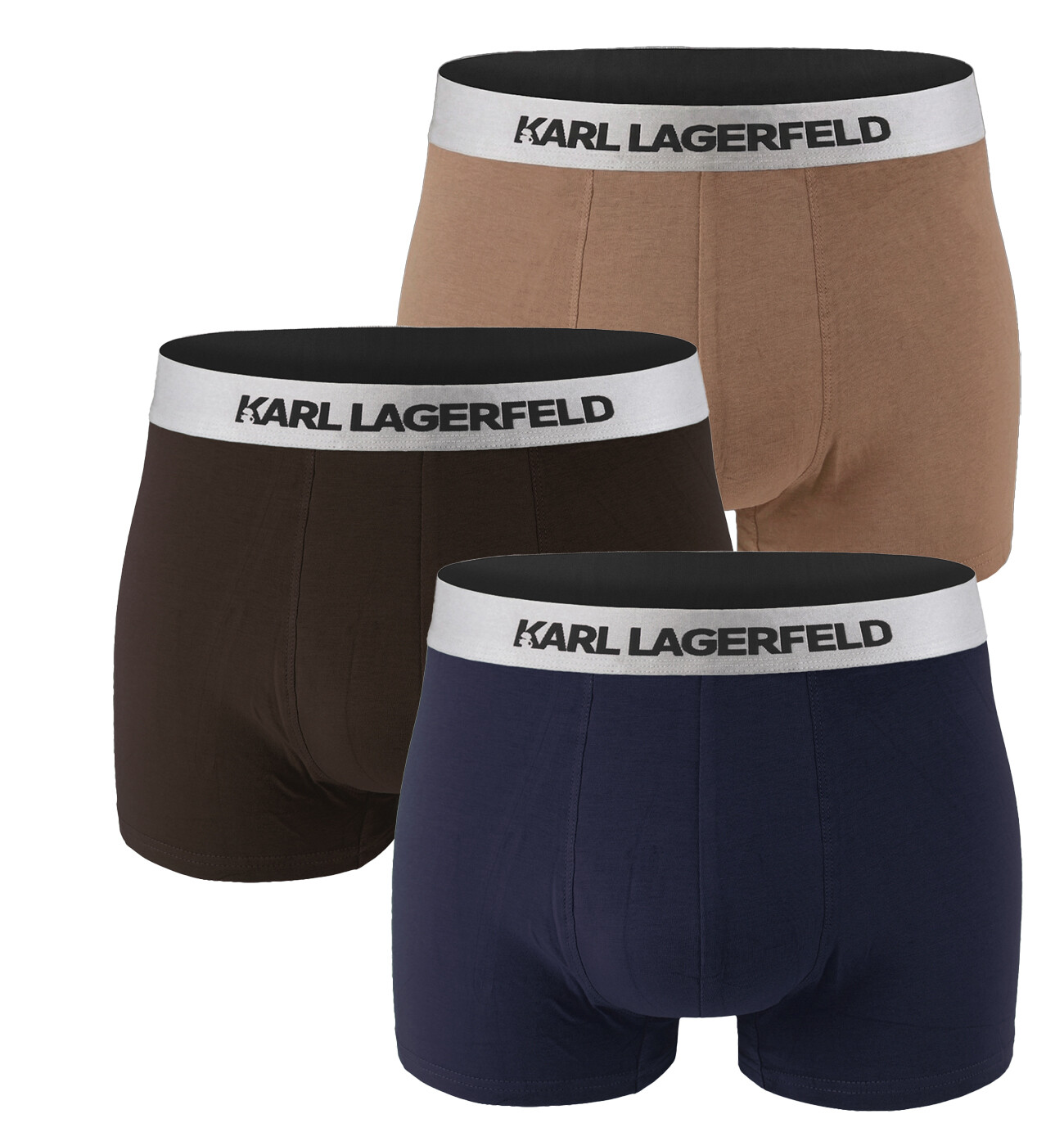 KARL LAGERFELD - boxerky 3PACK organic cotton coffee & malt color / metallic waist