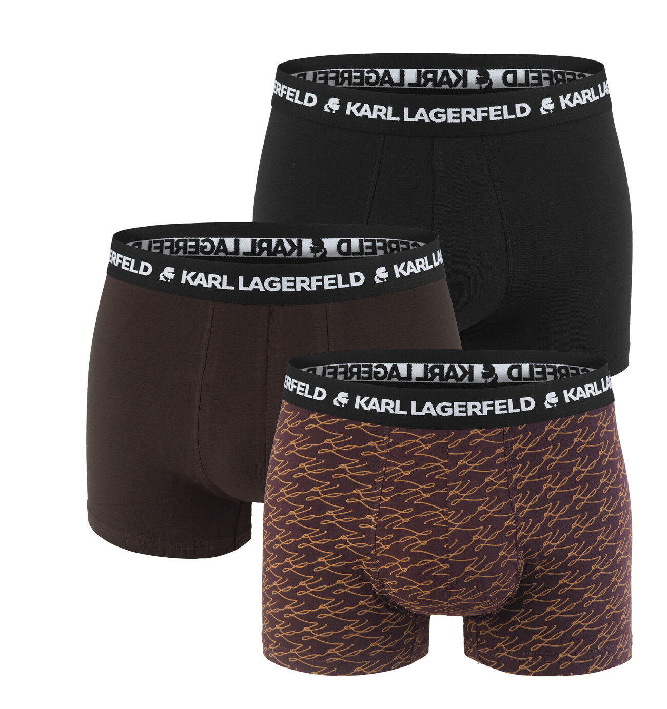 KARL LAGERFELD - boxerky 3PACK organic cotton LAGERFELD logo autograph & cofee color