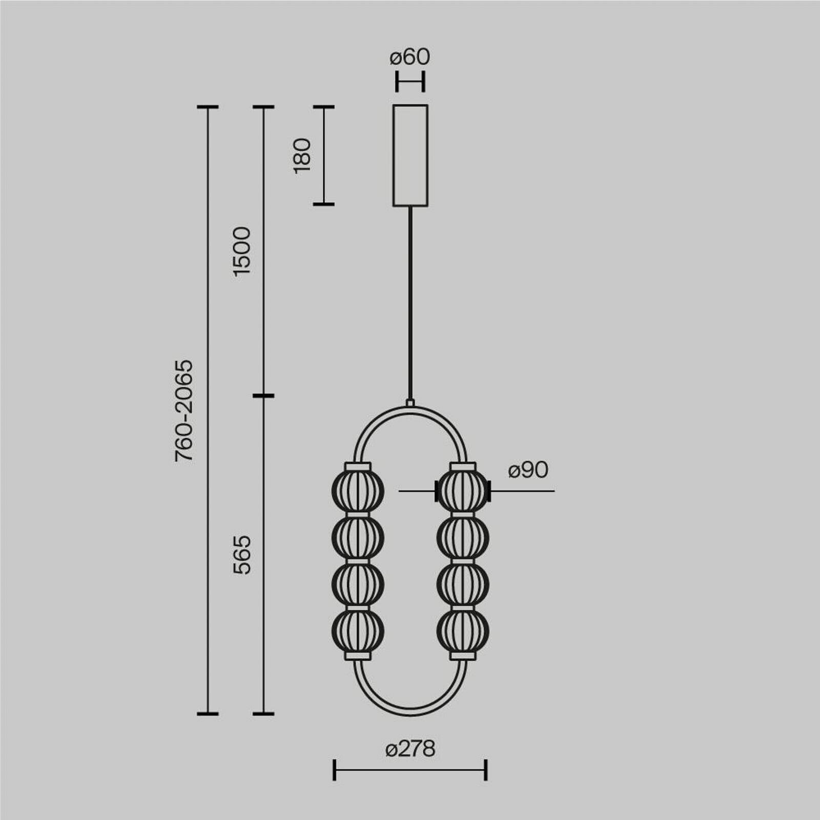 LED závesné svietidlo AMULET, 28 x 57 cm, zlatá farba, kov/sklo