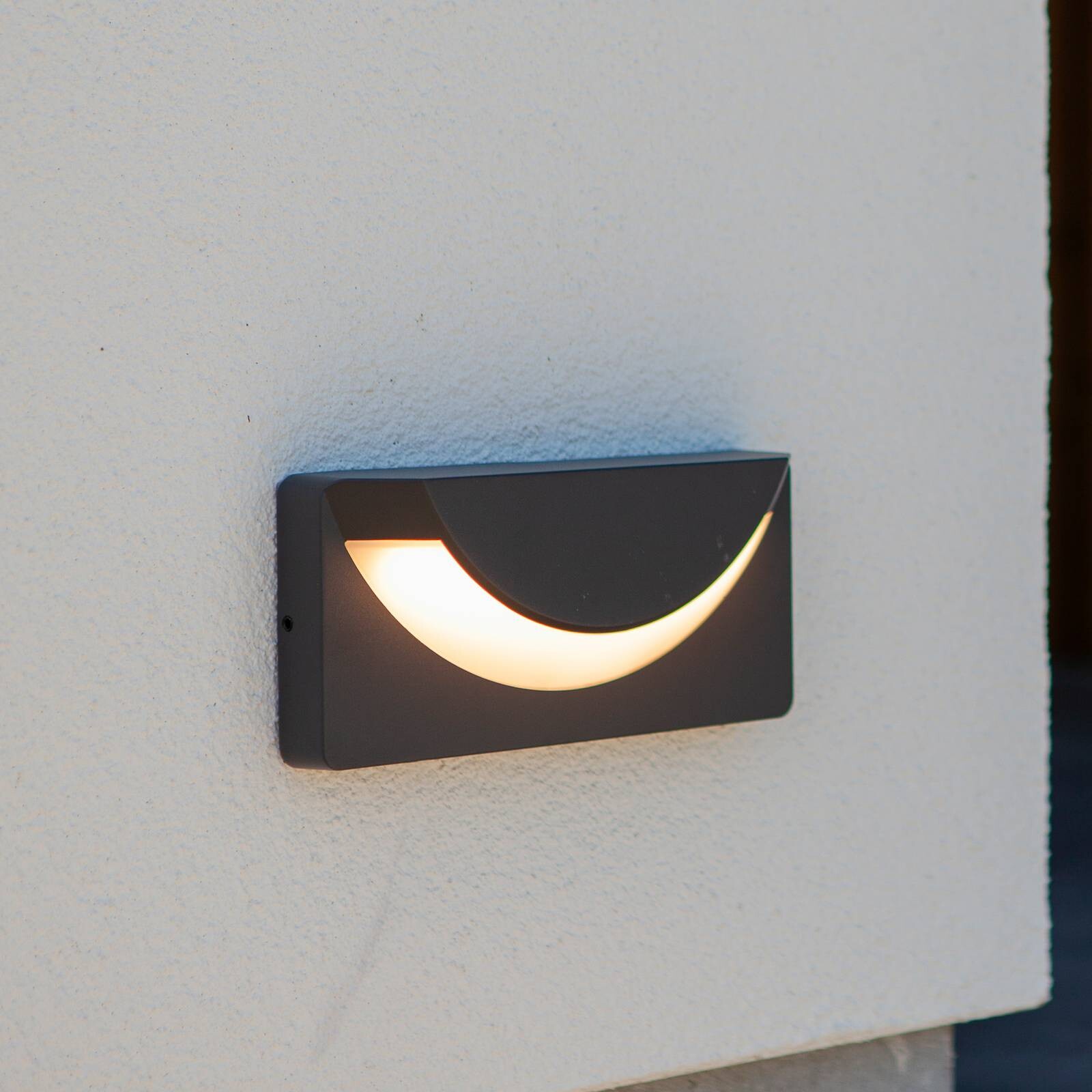 Vonkajšie nástenné LED svietidlo LUPS, tmavošedé, šírka 23 cm, IP54