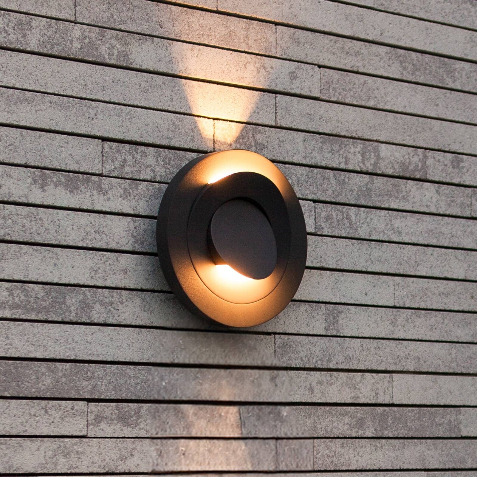 Vonkajšie nástenné LED svietidlo MOOV, tmavošedé, Ø 21 cm, kov, IP54