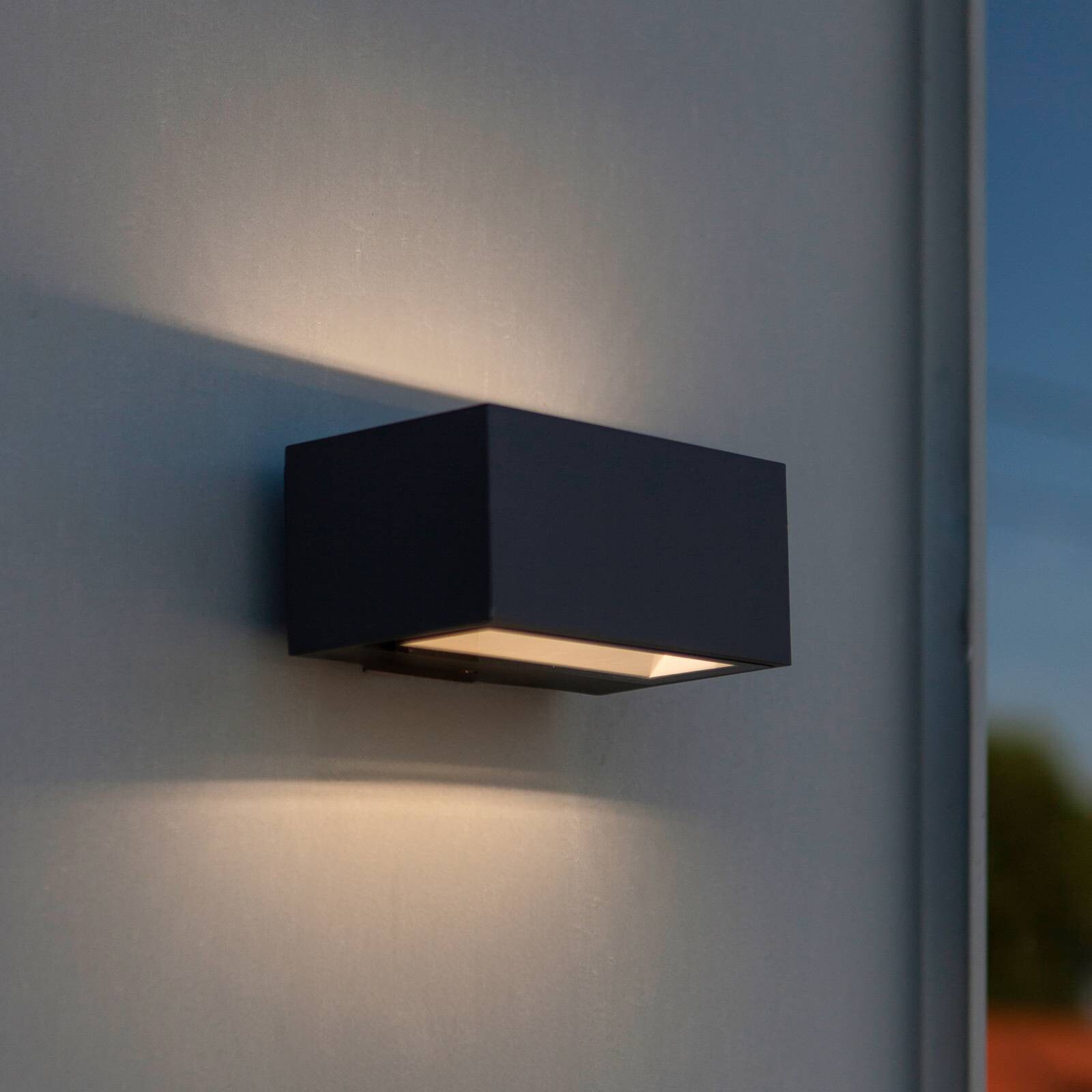 Vonkajšie nástenné svietidlo GEMINI, tmavošedá, 14 cm, IP54, smer svetla