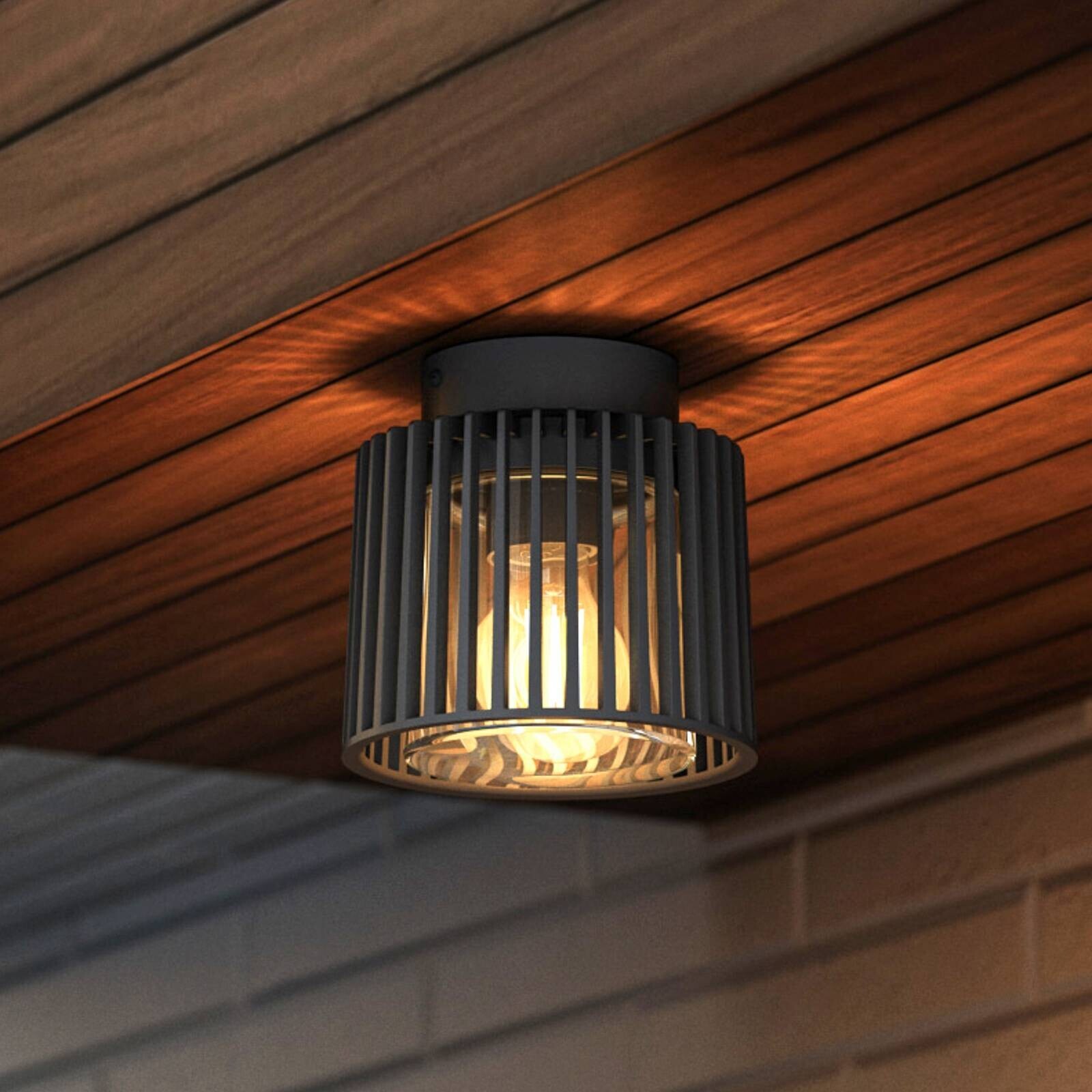 Vonkajšie stropné svietidlo SHYNE, čierne, 16 cm, kov, IP54, E27