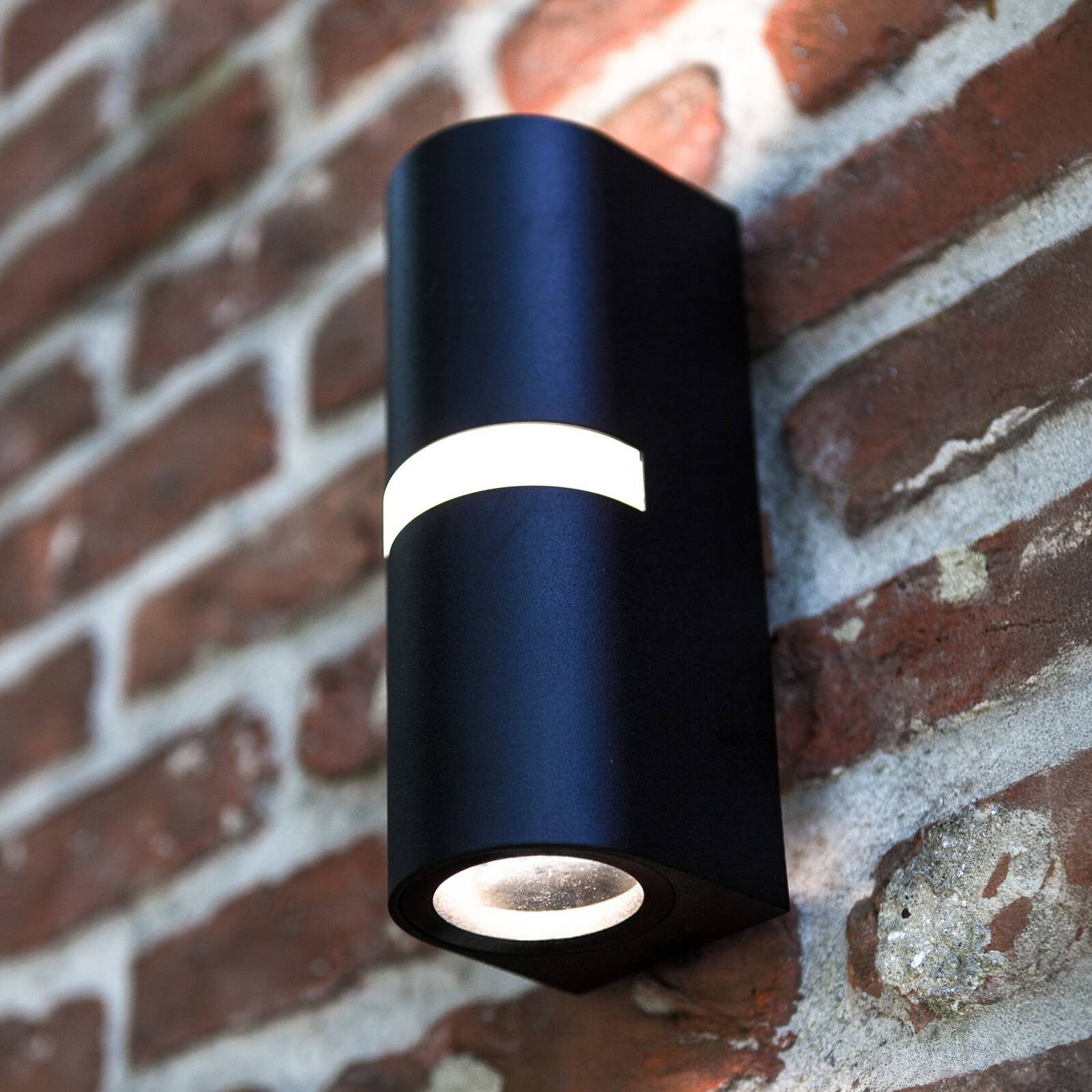 Vonkajšie nástenné svietidlo MIKA, čierne, výška 19 cm, 2 x GU10, IP54