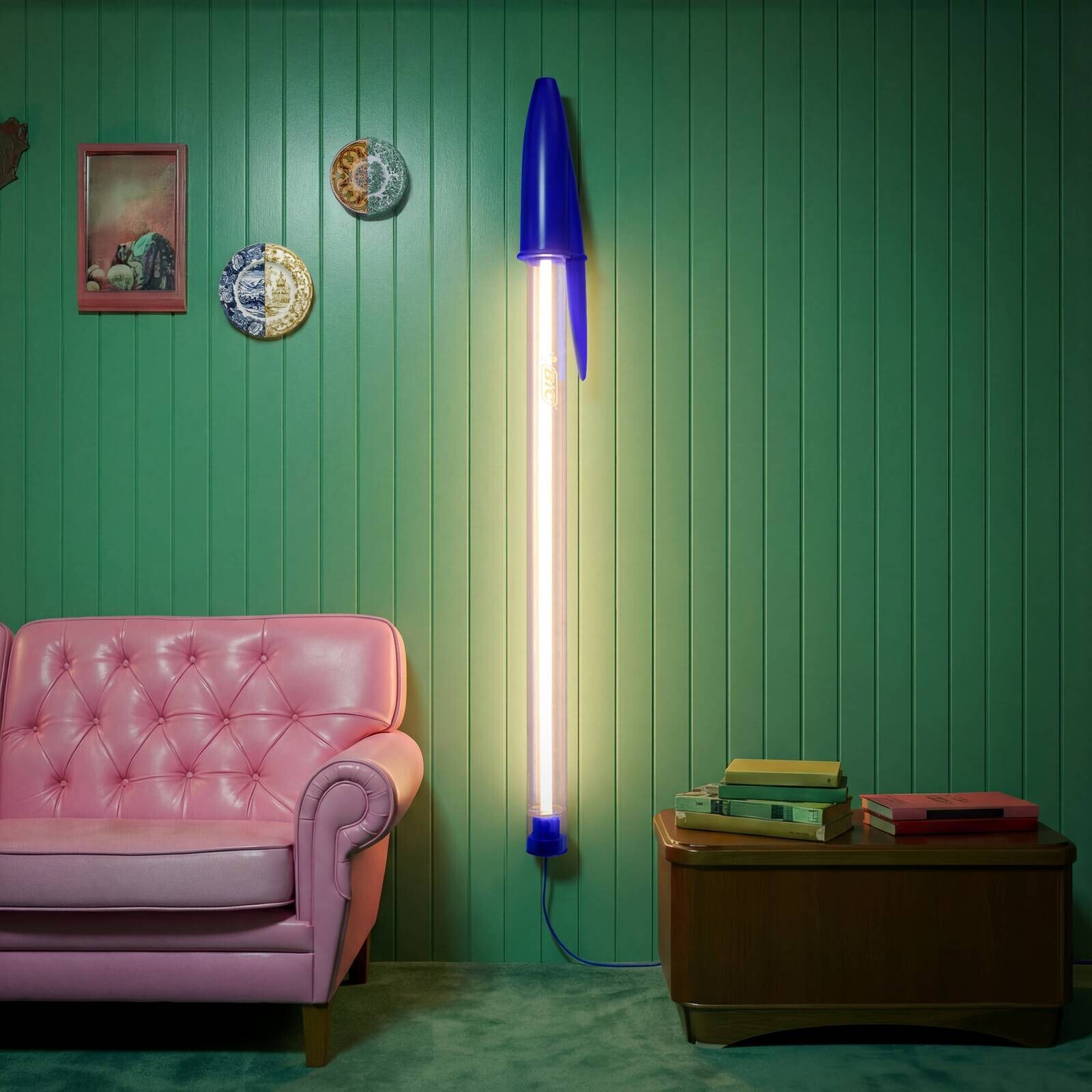 SELETTI LED závesné svietidlo BIC, modrá, dĺžka 173 cm