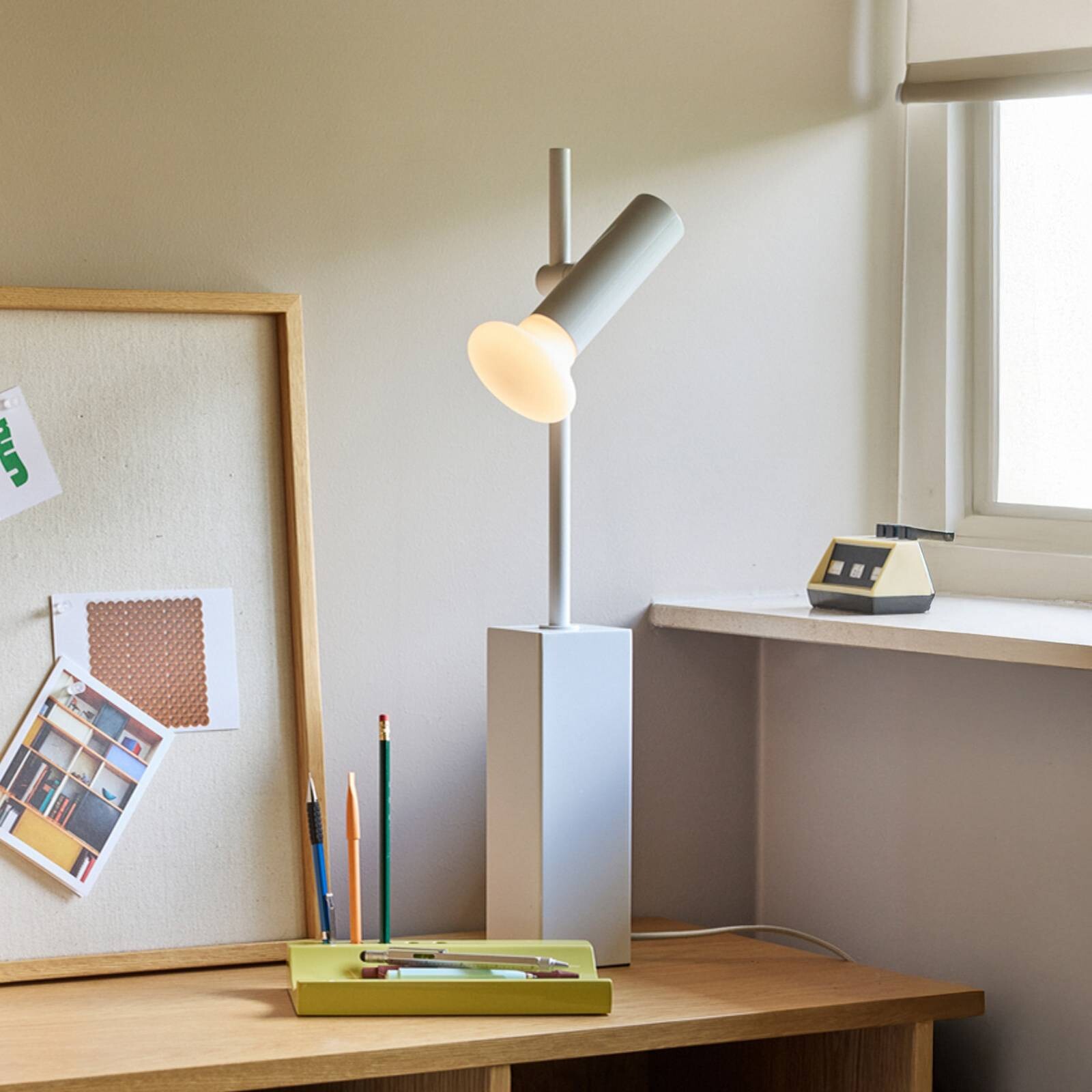 Sada stolových lamp, svetlosivá, výška 60 cm, železo/sklo