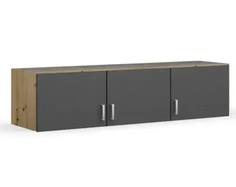 Skriňový nástavec Bremen, 136 cm, dub artisan/tmavo šedý%