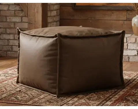 Štvorcový taburet Stockholm 70x70 cm, hnedá látka vo vintage optike kože%