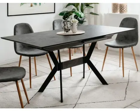 Jedálenský stôl s funkciou rozkladu Hero 160x90 cm, imitácia šedého kameňa%