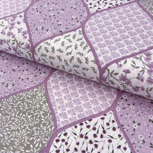 Bavlnená látka Flowers patchwork lilac