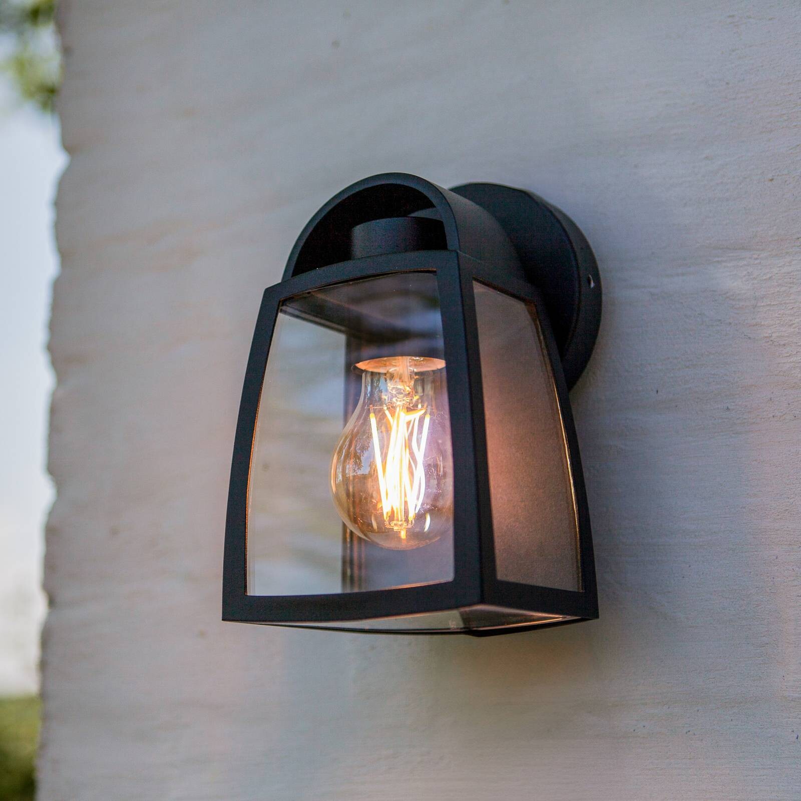 Vonkajšie nástenné svietidlo KELSEY, čierna, výška 20 cm, kov, IP44, E27