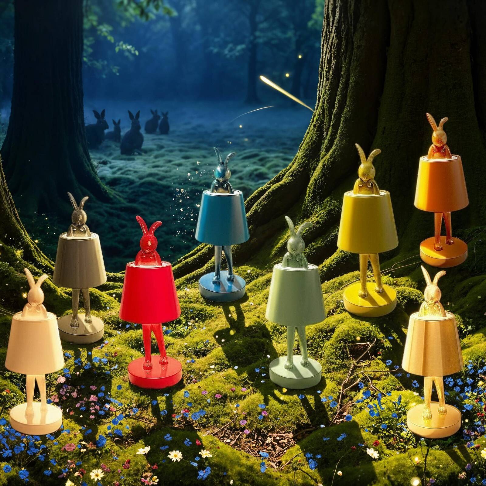 Stolné LED svietidlo na batérie Kare Animal Rabbit, zelená, IP44, 29 cm