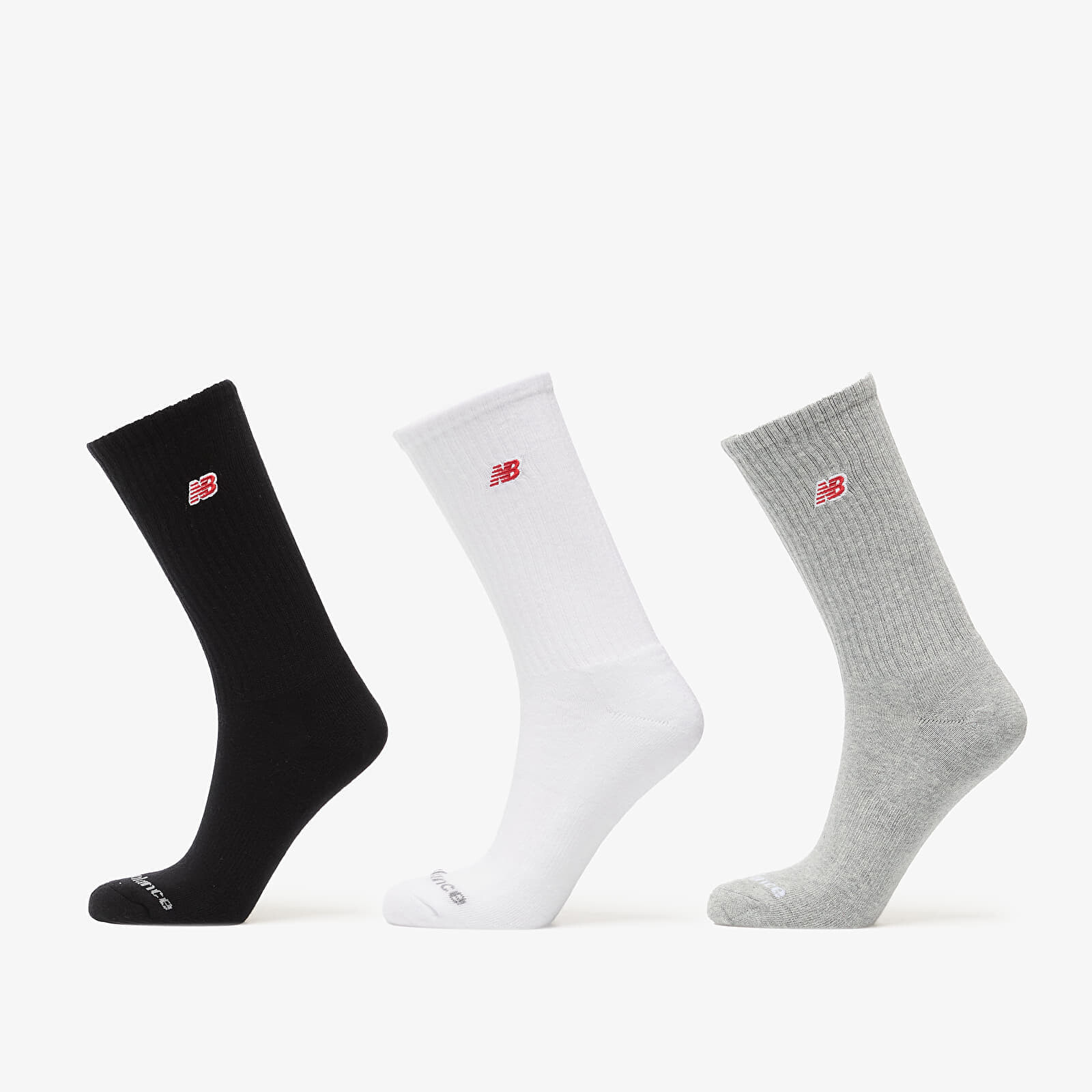 Ponožky New Balance Red Patch Logo Crew Socks 3-Pack Black/ White/ Grey L