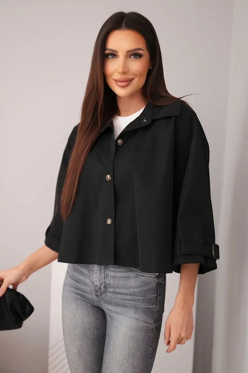 Kesi Włoski dámska bavlnená jarná bunda čierna