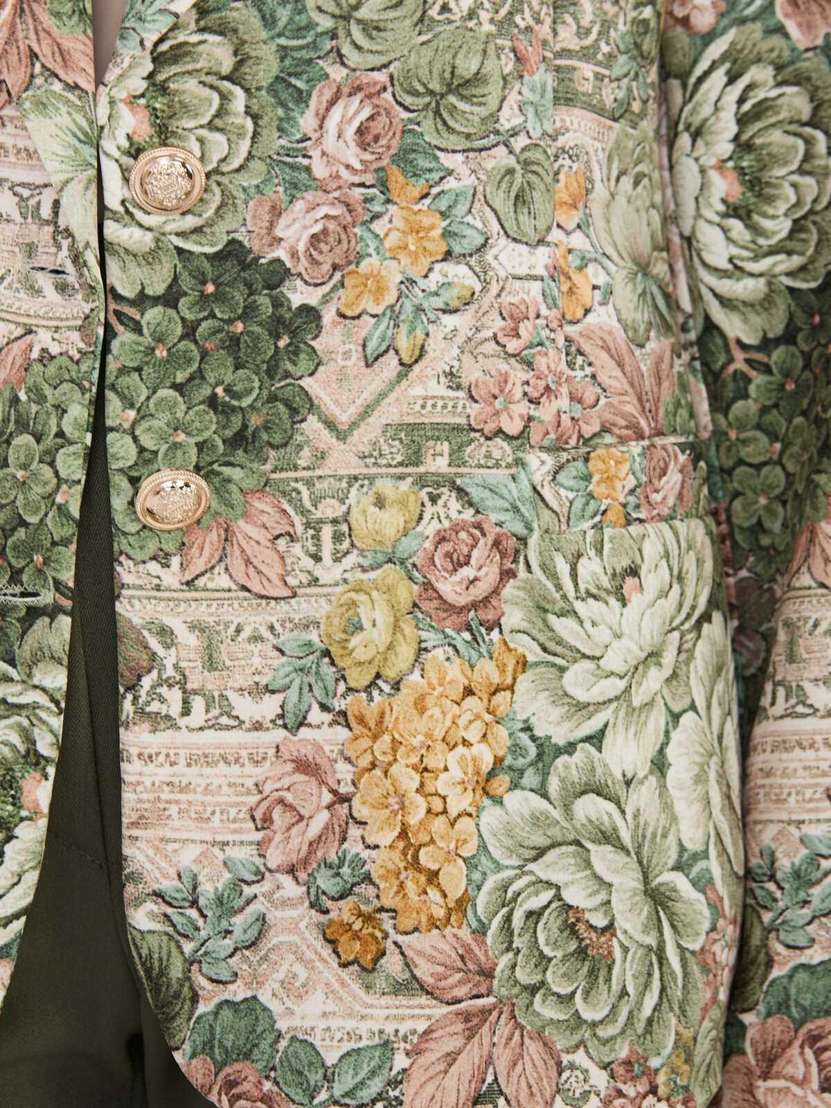 Zelená dámska bunda s kvetinovým vzorom