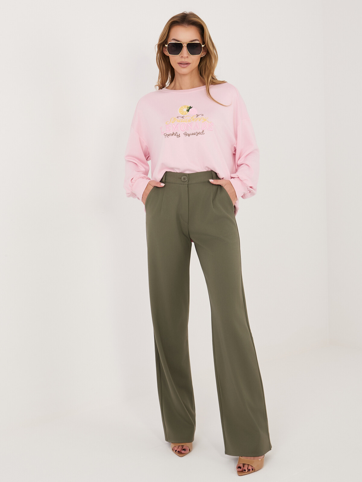 Svetloružová dámska mikina s nápisom