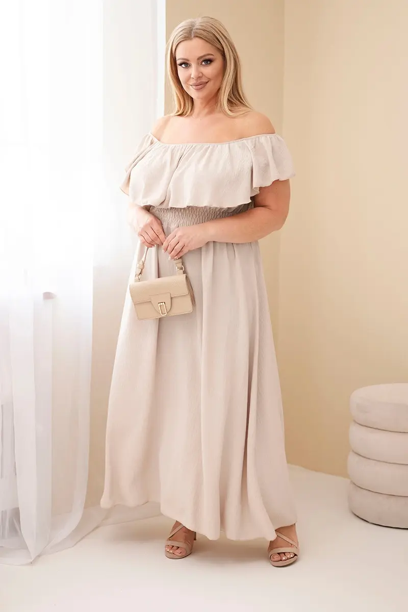 Maxi šaty s volánom a elastickým pásom