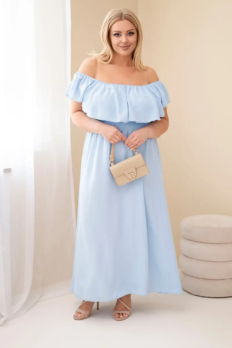 Kesi Maxi šaty s volánom a elastickým pásom - modré