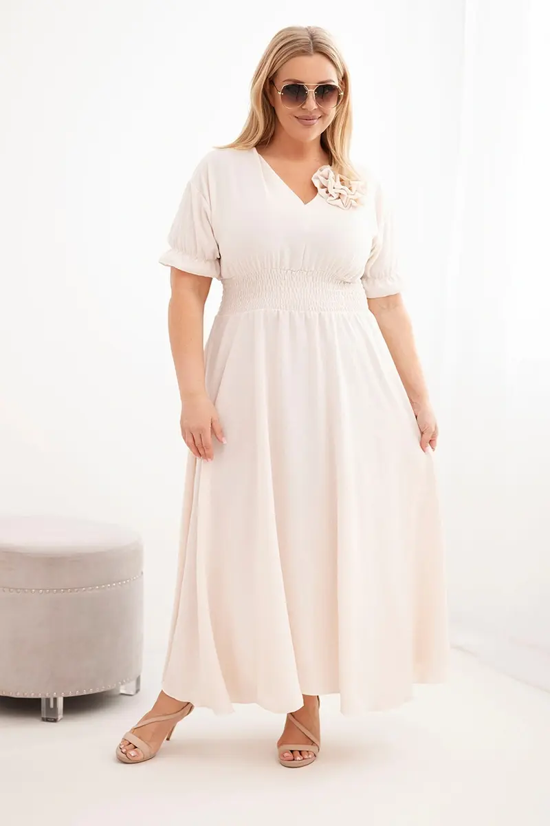 Kesi Plus Size šaty s V-výstrihom a nariaseným pásom