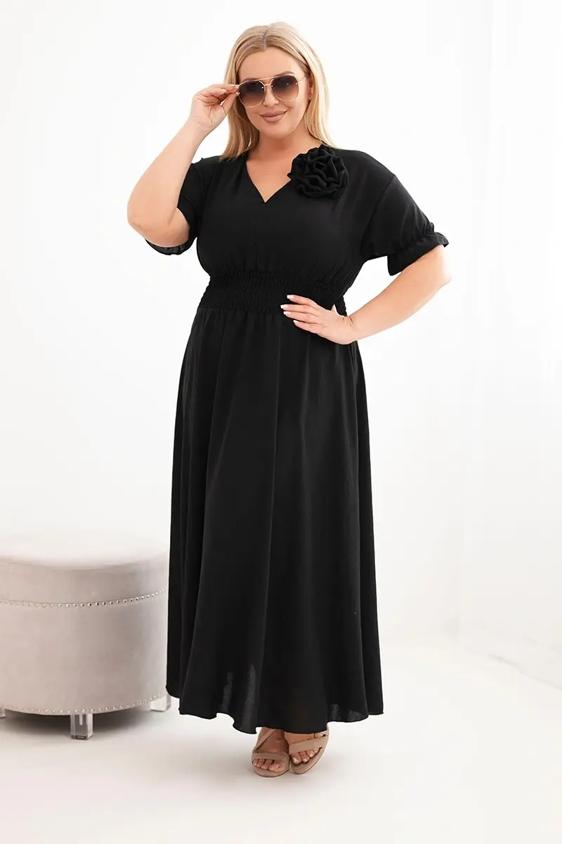 Kesi Włoski midi šaty s V-krkom a riasením