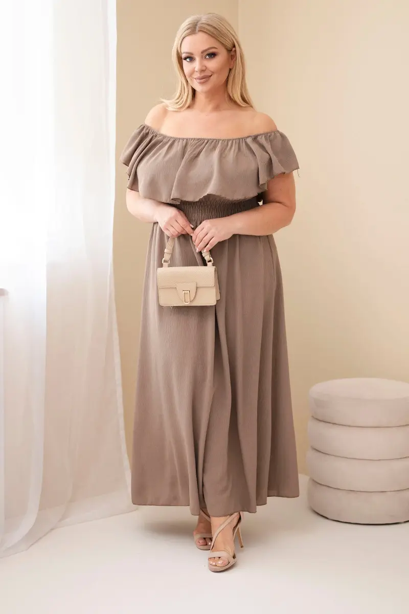 Dámske plus-size šaty s volánom a elastickým pásom