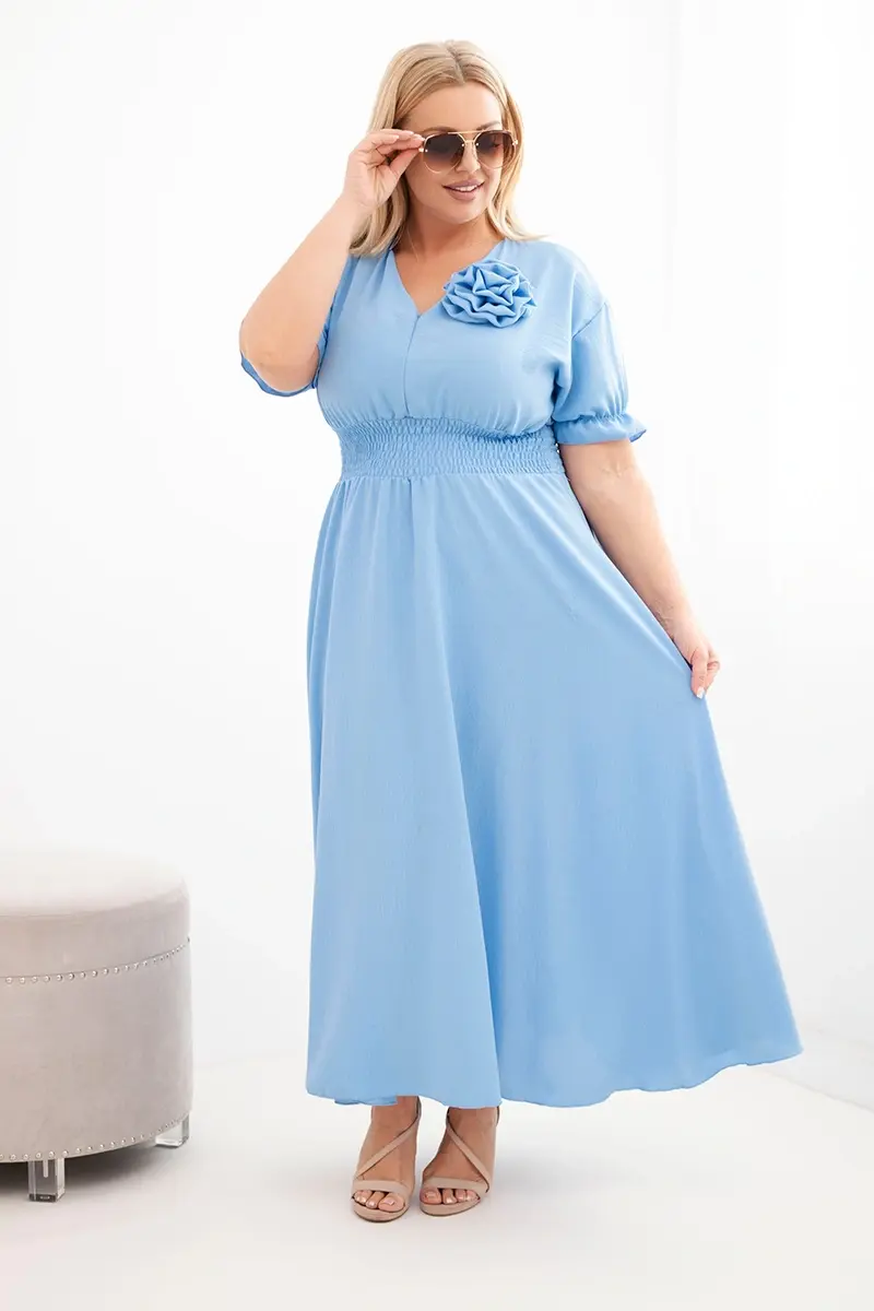 Kesi Plus-Size dámske šaty s V-výstrihom a ruche