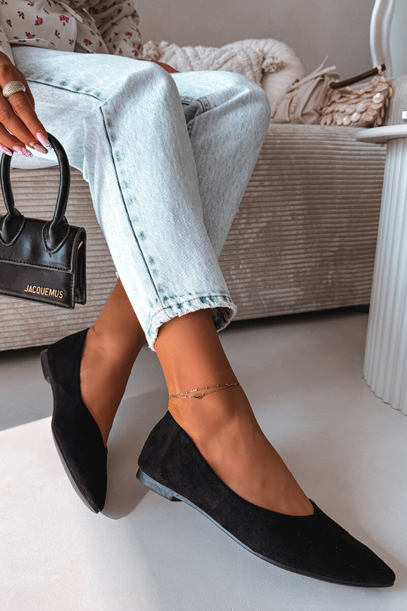 Balerínky Boto Flat Eco Suede Black Lelisa