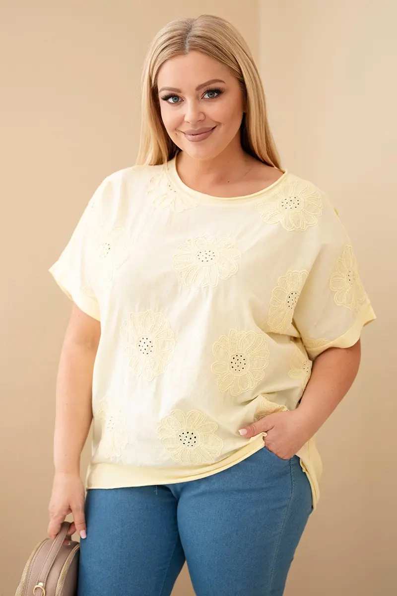 Kesi dámska plus size blúzka s výšivkou