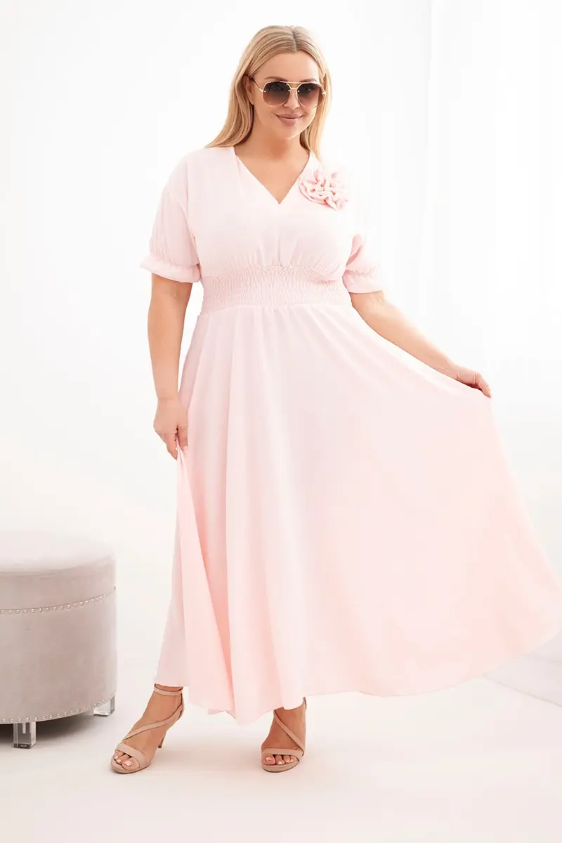 Šaty Kesi Plus-Size s V-výstrihom a riaseným pásom