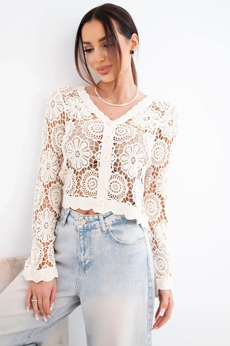 Dámsky letný sveter Kesi s gombíkmi čierny