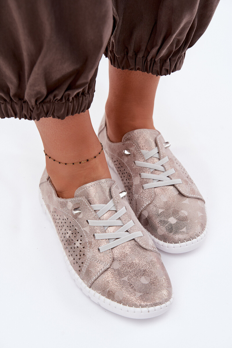 Dámske semišové mokasíny Evento béžovo-zlaté