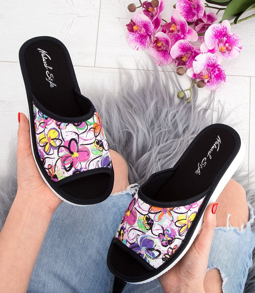 Dámske papuče Natural Style NS-033 čierno-biele