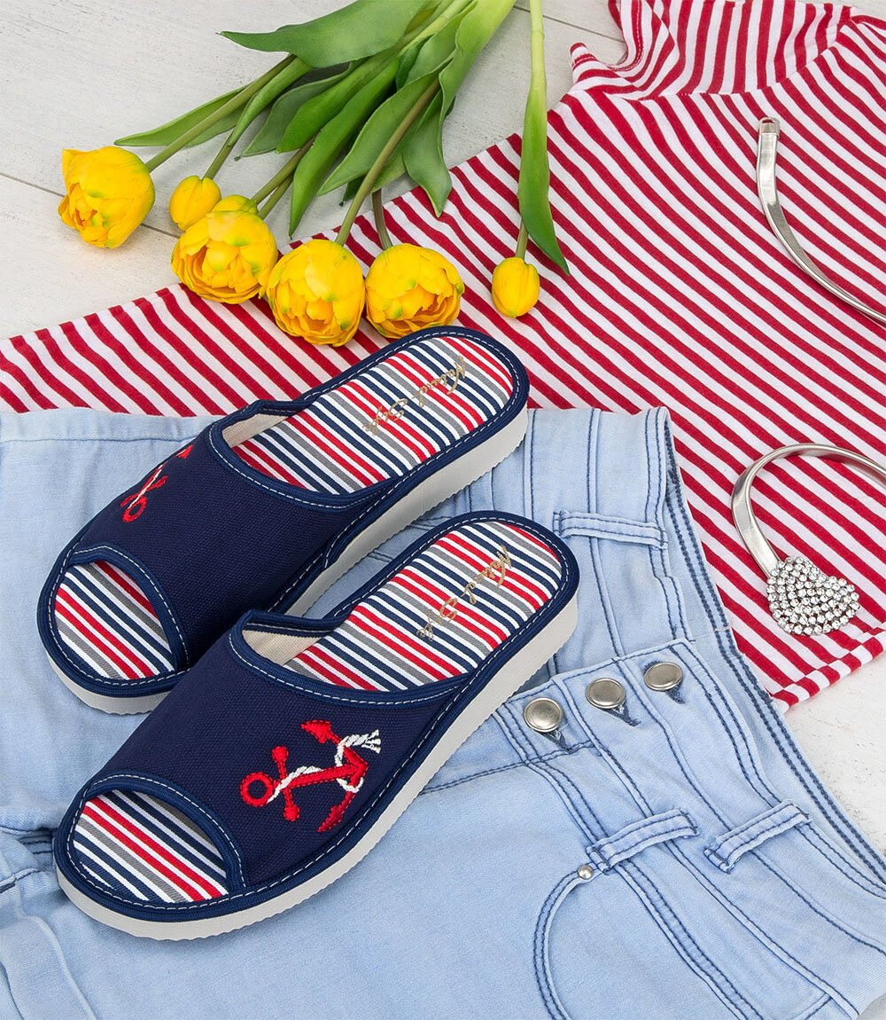 Dámske papuče Natural Style NS-095 Navy Stripes