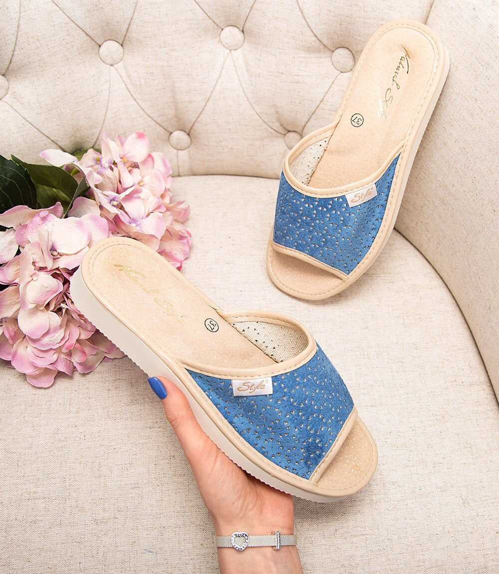 Dámske papuče NS-116 modro-béžové