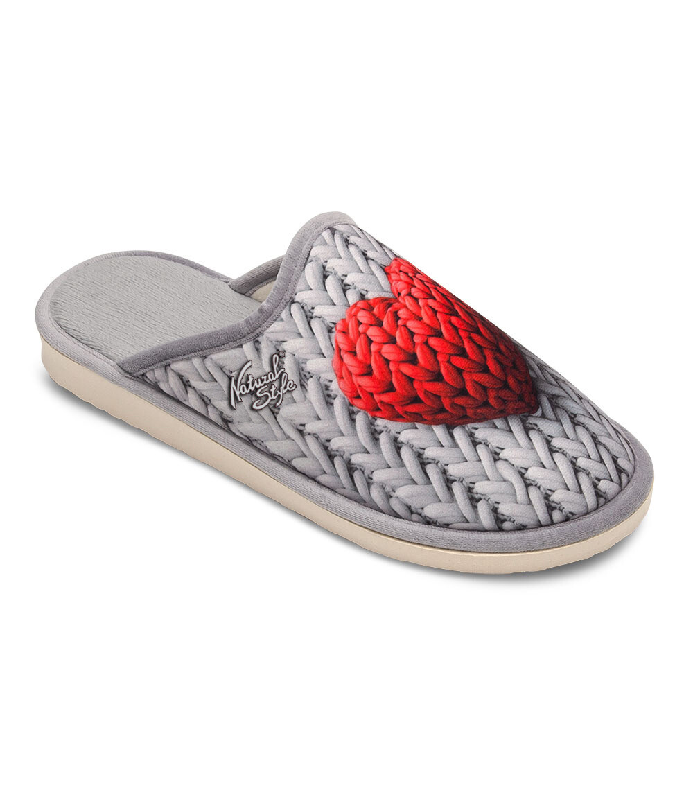 Dámske papuče Natural Style NS-100 sivé srdce