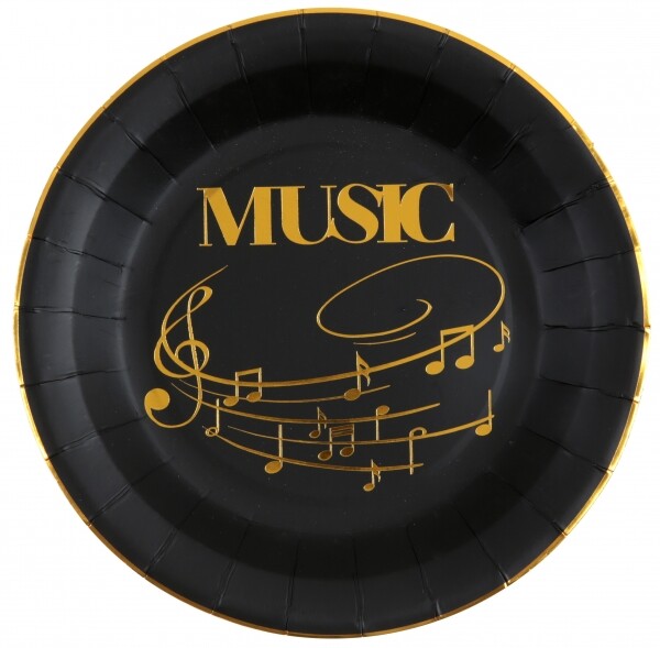 Santex Papierové taniere - Music, čierne