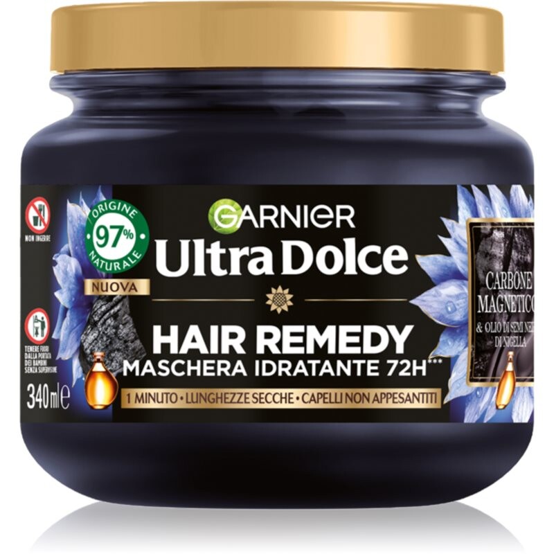 Garnier Ultra Doux Magnetic Charcoal hydratačná maska pre mastnú vlasovú pokožku a suché končeky 340 ml