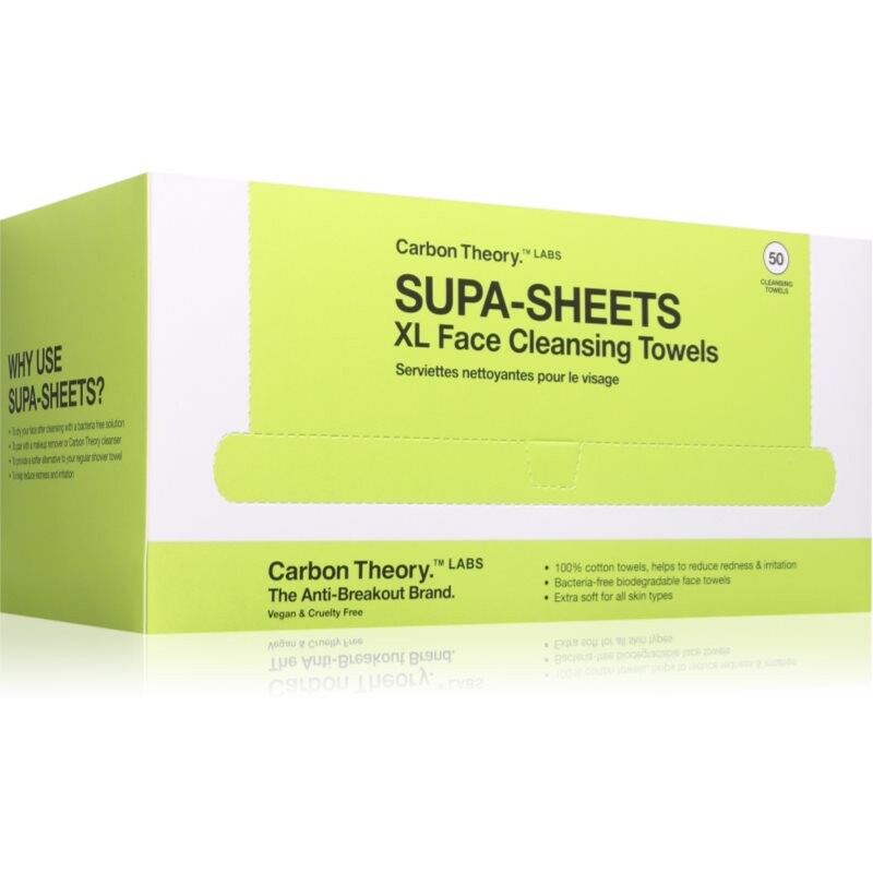 Carbon Theory Supa-Sheets XL Facial Cleansing Towels čistiace a odličovacie obrúsky 50 ks